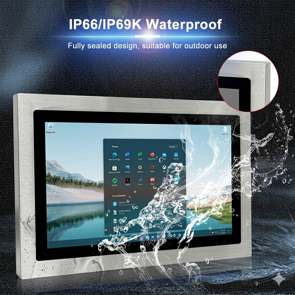 Waterproof Touch PC& Industrial Monitor Manufacturer | INNODA 15.6寸不锈钢用m12航空头接口