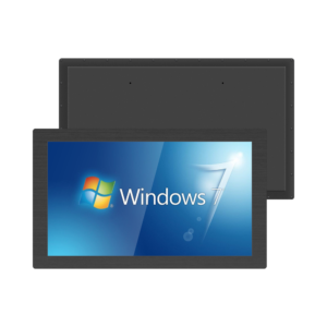 23.8 inch full waterproof industrial panel PC with black CNC aluminum front bezel and rugged steel rear chassis