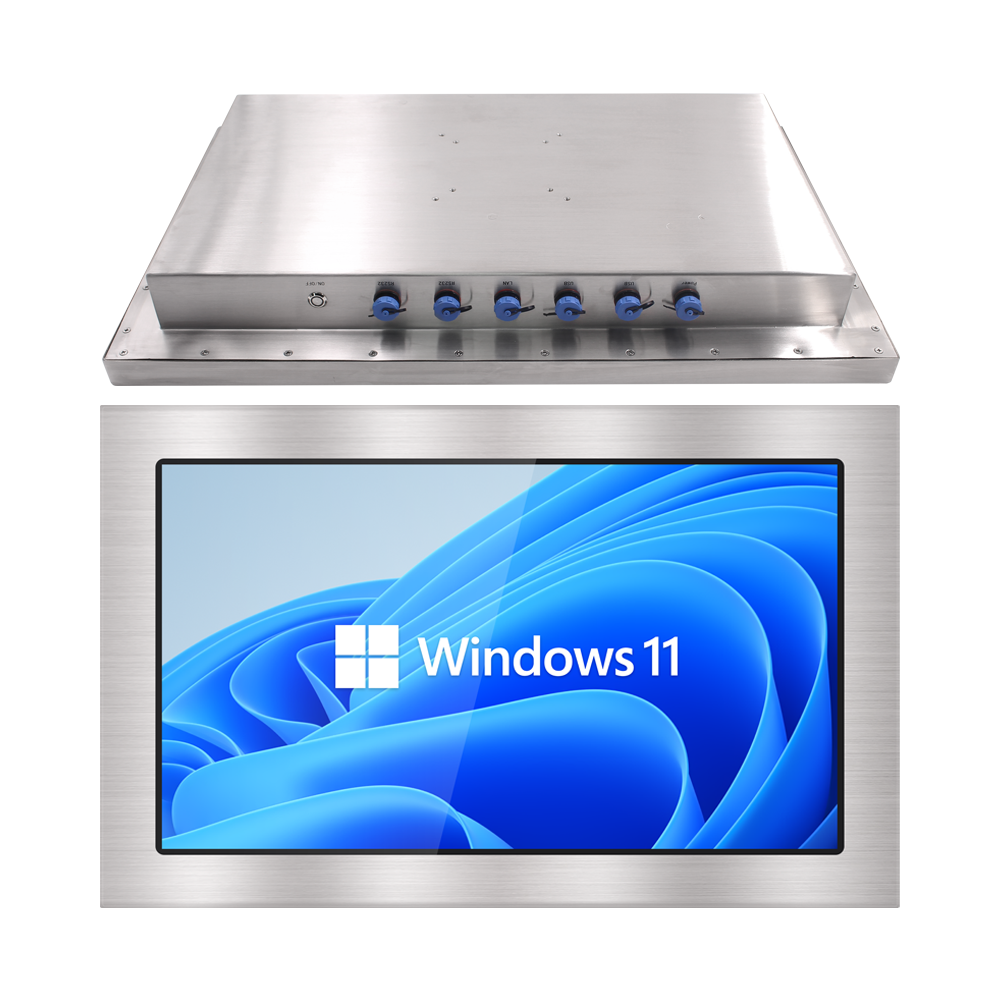 Waterproof Touch PC& Industrial Monitor Manufacturer 21.5 inch full IP66 IP69K stainless steel waterproof industrial panel PC with 1080P PCAP touch screen and sealed aviation connectors
