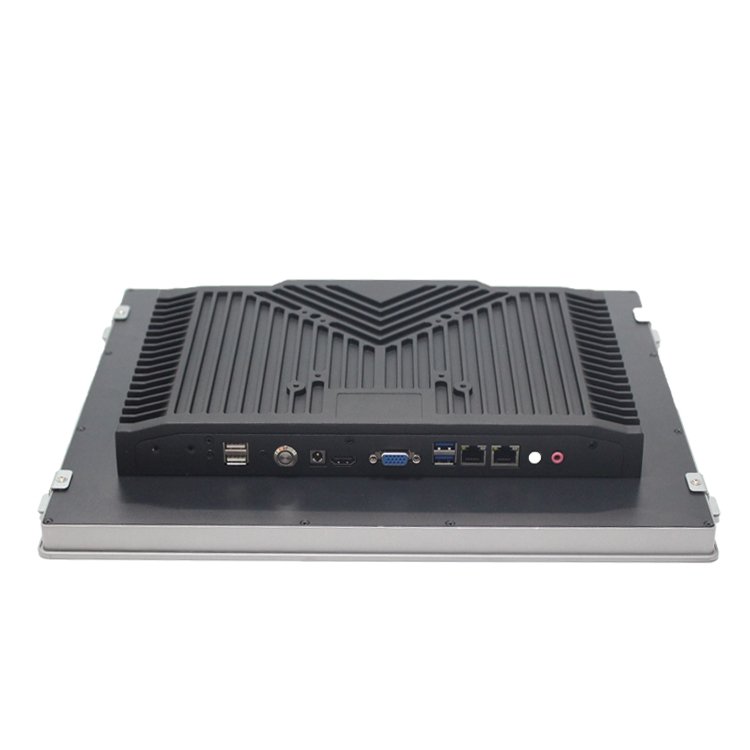 3 Bottom interface layout with 2x LAN HDMI VGA 4x USB DC power lock jack of 15 inch industrial PC